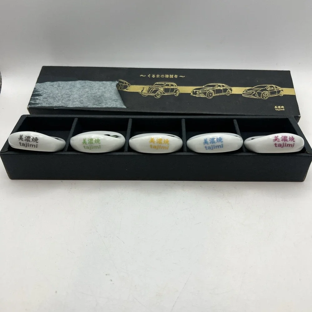 Limited Edition Tajimi Japan Mino Ware Automobile Chopstick Holder Set  RARE